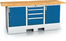 Pracovní stůl alpede PROFI - deska - kontejner - paletový podstavec 880 x 2000 x 700